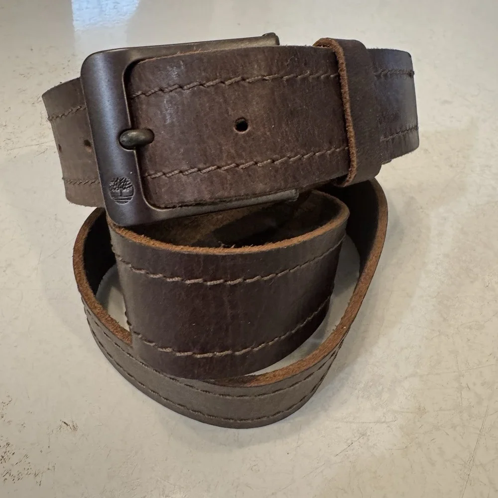 Timberland Brown Genuine Leather Work Belt - Men's Size 34